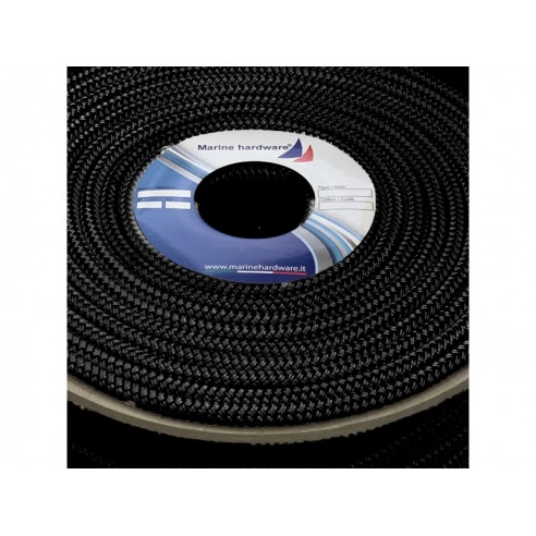 Superdock black polyester mooring rope Ø 14 mm.