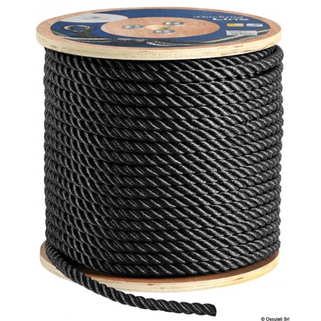 Schwarzes Polyester-Kerlin-Festmacher-Seil Ø 6 mm. 200 m. - Oskulati