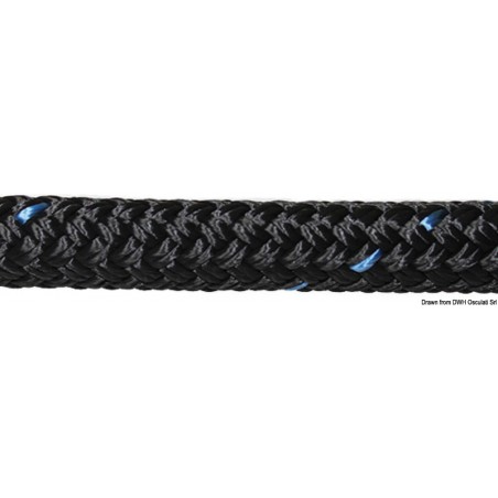 Black polyester mooring rope Ø 12 mm. 6 m. - Osculati