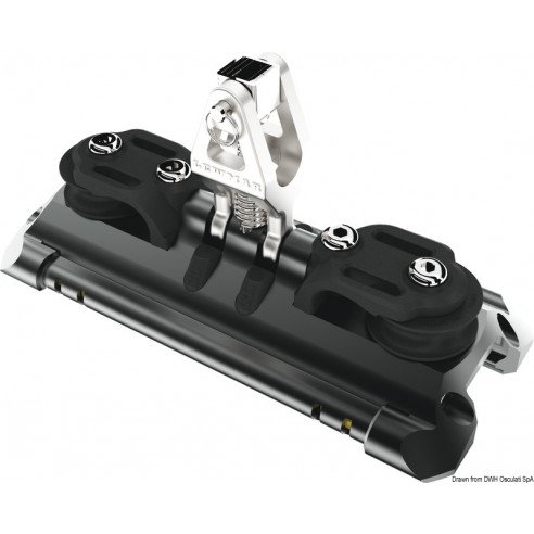 NTR mainsail trolley with vertical support and deflection pulleys - Lewmar