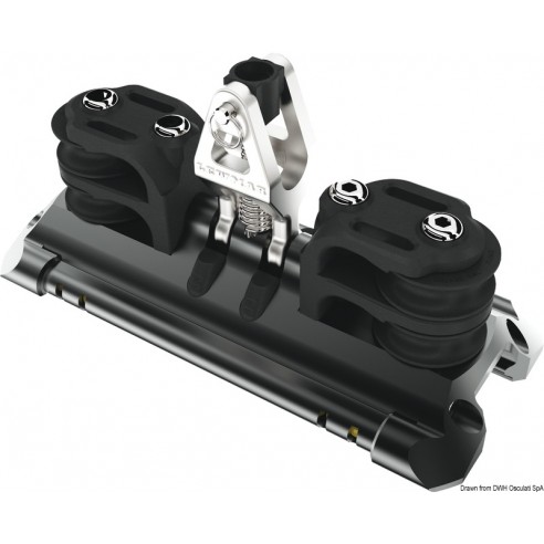 NTR mainsail carriage with vertical support and double deflection pulleys - Lewmar