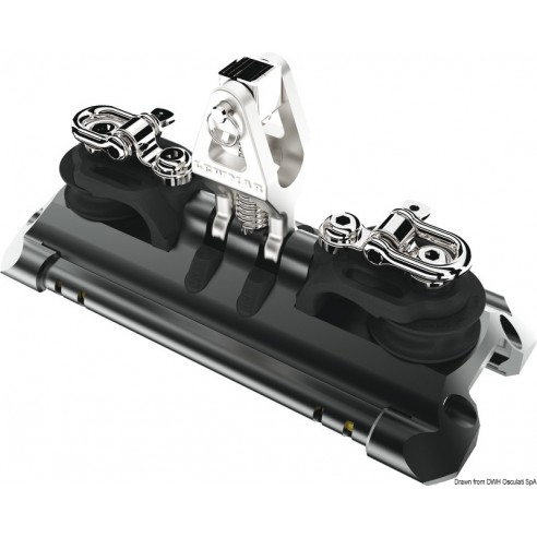 Großsegelschlitten NTR mit vertikaler Stütze, doppelten Umlenkrollen und Becket - Lewmar