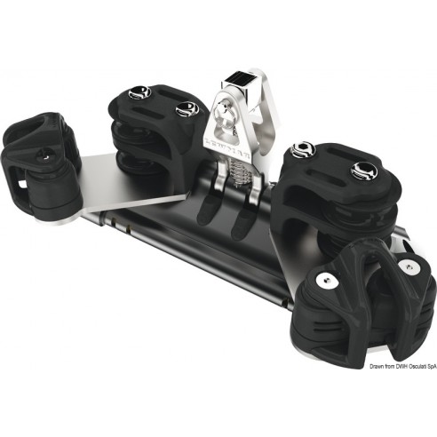 NTR mainsail carriage with vertical support, double pulleys and choke - Lewmar