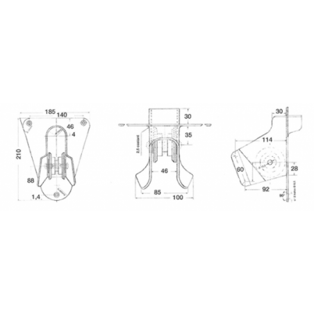 Nez d'ancrage fixe en acier inoxydable 10 kg encastré