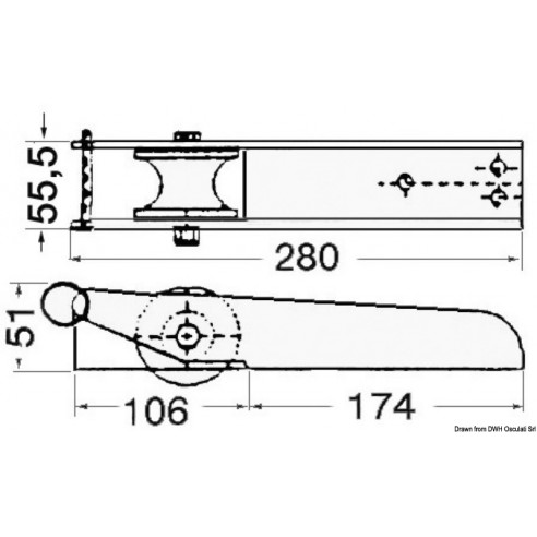 Nez fixe en acier inoxydable pour ancres 15 kg. 280 mm. - Osculati