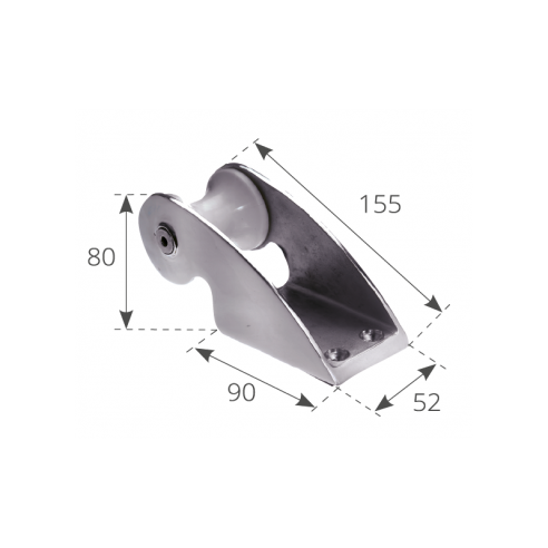 Fixed stainless steel bow roller for 5 kg anchors.