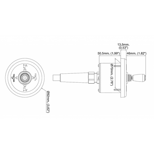 Schwarzer Joystick für MT-Antriebe - Uflex