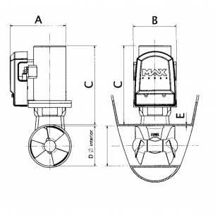 CT 60 24 V 4,4 kW Bugstrahlruder. - Max Leistung 2