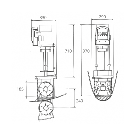 VIP 150 12 V Bugstrahlruder 7,1 kW. - Max Leistung