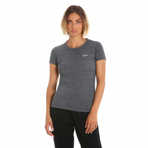 T-shirt femme en mérinos graphite - Slam