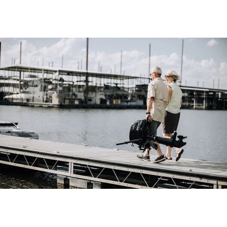 Tohatsu MFS 4 hp outboard motor internal tank and tiller drive