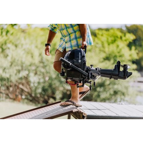 Tohatsu MFS 5 hp outboard motor internal tank and tiller drive