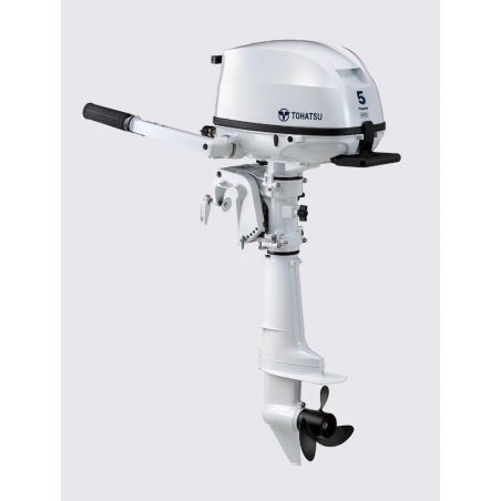 Tohatsu MFS 5 hp LPG outboard motor with external tank and tiller drive