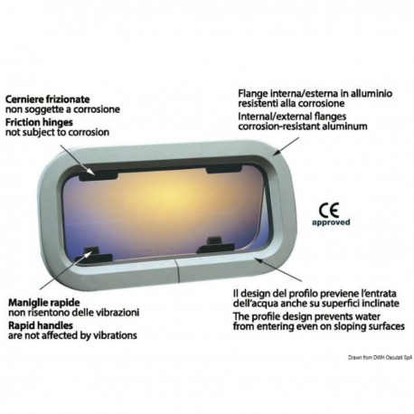 Bullauge mit Gegenflansch aus weißem ABS - Standard