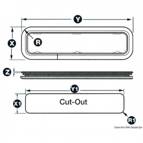 Bullauge mit Gegenflansch aus weißem ABS - Standard
