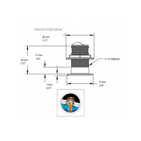 B150B inclinación 0° transductor pasacasco 0°-7° XSonic conector de 9 pines - Lowrance