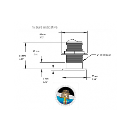B150B tilt 0° through-hull transducer for 0°-7° hulls XSonic 9-pin connector - Lowrance