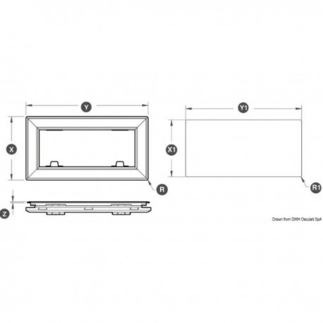 Flächenbündiges Bullauge mit Rahmen aus eloxiertem Aluminium