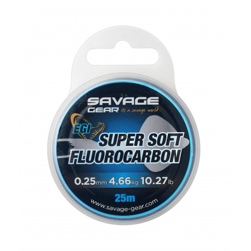 Savage Gear Super Soft FC EGI 0.25MM 100% Fluorocarbon Rosa da Eging 25M
