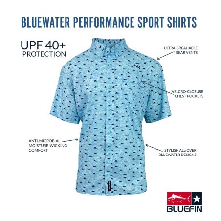 Painetut urheilupaidat UPF 40+ kalastuspaita - Bluefin USA