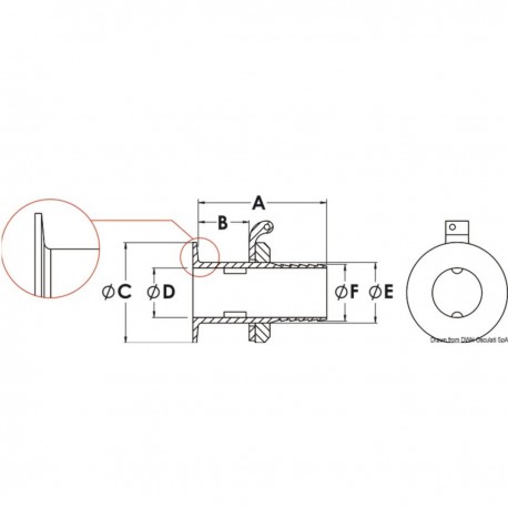2" x 56mm messing buitenboordkraan.