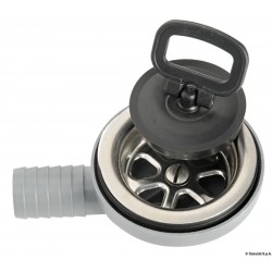 Drain latéral à 90° en acier inoxydable et moplen, complet avec bouchon de poignée