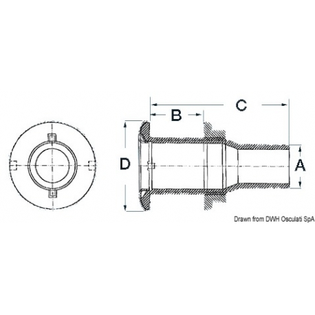 Drain 1" 1/2 non-return valve and hose connector