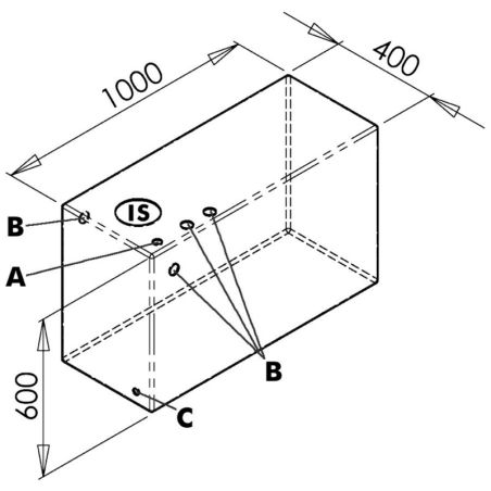 215 Lt. rigid tank for drinking water made of white polyethylene