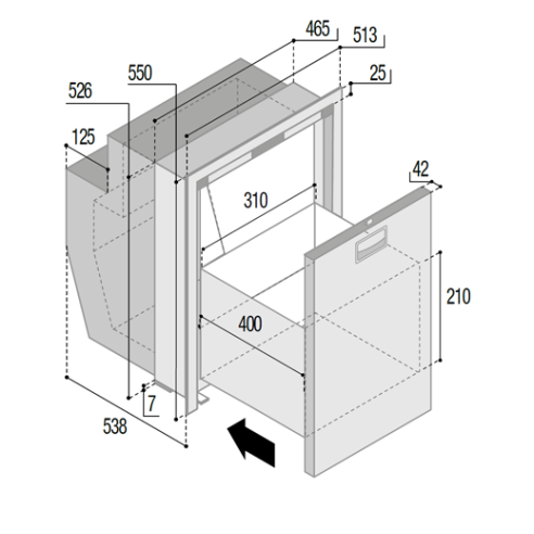Edelstahl-Schubladenkühlschrank DW62i...