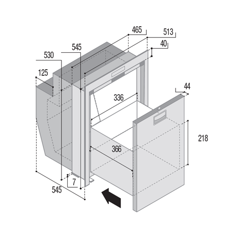 Edelstahl-Schubladenkühlschrank DW62i...