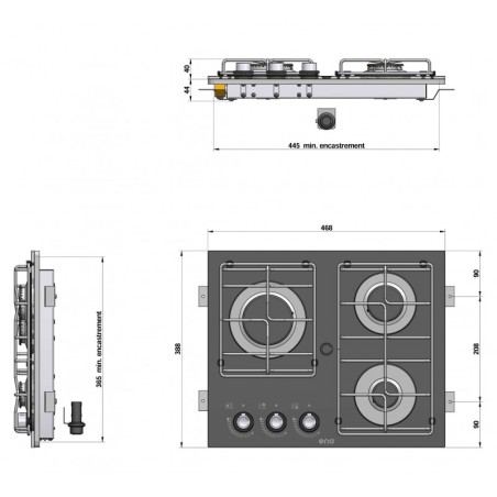Plaque de cuisson Masterglass 3 feux - ENO