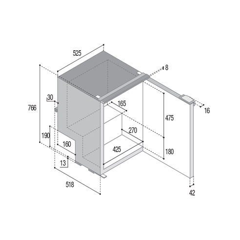 Vitrifrigo C115i CHR Kühlschrank mit Gefrierfach
