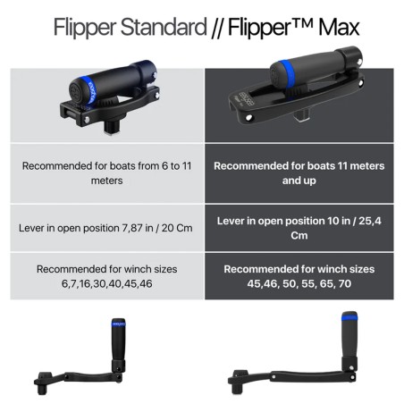Hopfällbart winchhandtag i aluminium Flipper Max - EasySea