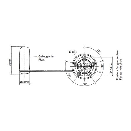 Brandstofniveausensor 12/24 V 3-180 ohm hendel - Vdo