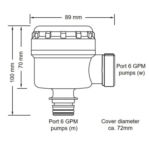 Jabsco 46400-0711 - Filtro Pumpgard 90°