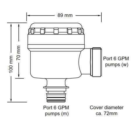 Jabsco 46400-0711 - Filtre Pumpgard 90°