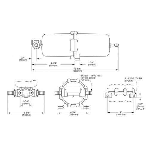 Jabsco 30573-0000 - 1-Liter-Druckspeichertank