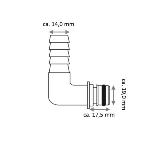 Jabsco 30651-1000 - 90° anslutningssats - 1/2"
