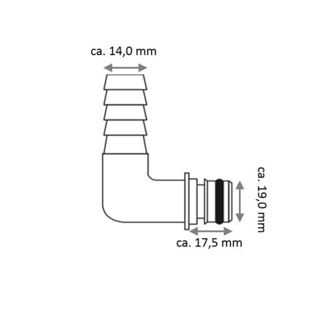 Jabsco 30651-1000 - 90° anslutningssats - 1/2"
