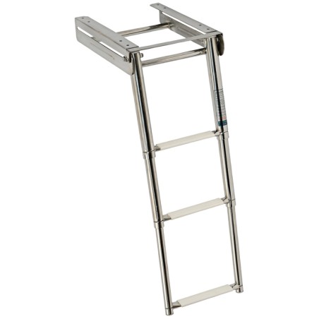 Fully retractable platform ladder with telescopic slide