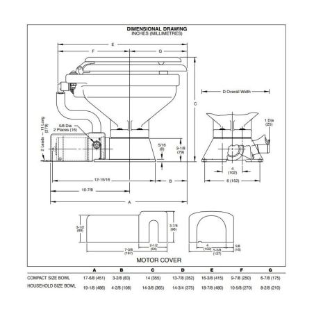 Inodoro eléctrico compacto Serie 37010 - Jabsco