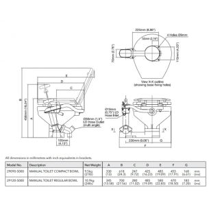 Compact handmatig toilet - Jabsco 2