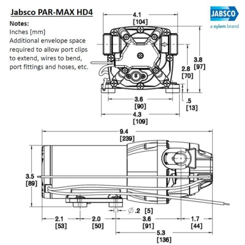 Autoclave Jabsco Q401J‐115S‐3A Parmax HD4 12 V, 40 psi, 15 L/min