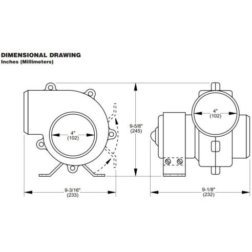 Jabsco 35440-0000EU - 12V Bracket Mount Air Extractors - 7.1 m³/min