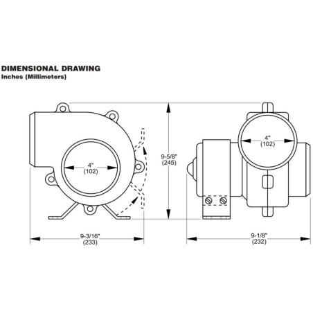 Jabsco 36740-0010 - 24-V-Abluftventilator mit Halterung - 4,2 m³/min