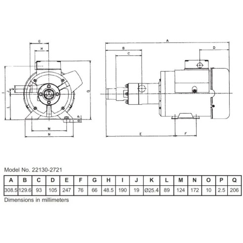 Jabsco 22130-2721 - Pompe de macération 46 L/min 110/220 V
