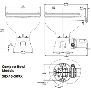 Jabsco 38245-3092 - WC Quiet Flush E2 Compact - zout water 12V 2