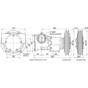Jabsco 50270-2311 - Bomba de bronce de 2" con embrague electromagnético 2