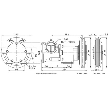 Jabsco 50270-2311 - 2" pronssinen pumppu sähkömagneettisella kytkimellä