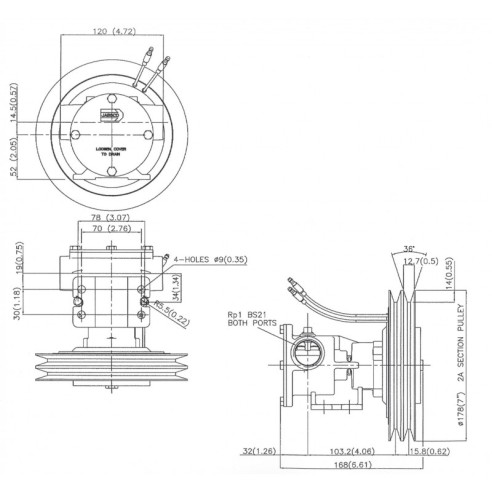 Jabsco 50580-2101 - Bomba de bronce de 1" con embrague electromagnético